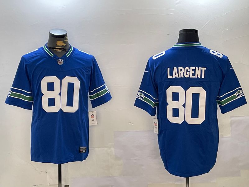 Men Seattle Seahawks #80 Largent Blue Throwback three generations 2024 Nike Limited NFL Jersey style 1->seattle seahawks->NFL Jersey